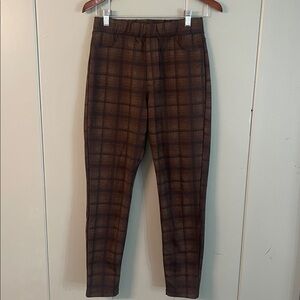 Sanctuary Plaid Leggings Brown Neutral Academia Preppy Minimalist Clean Girl